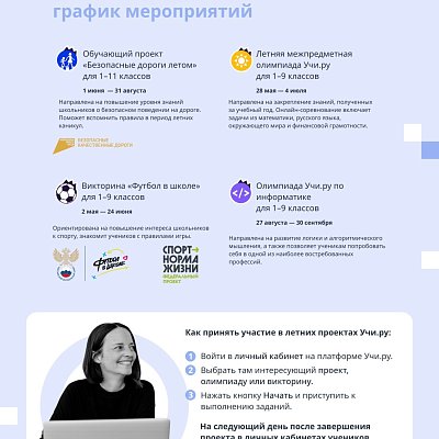 График летних проектов Учи.ру для школьников.